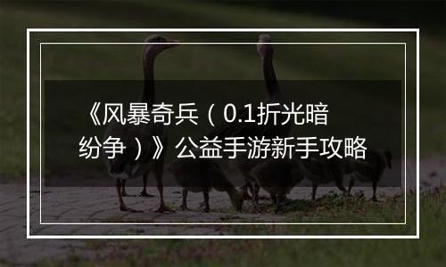 《风暴奇兵（0.1折光暗纷争）》公益手游新手攻略