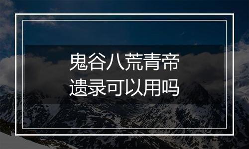 鬼谷八荒青帝遗录可以用吗