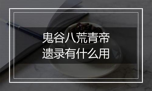 鬼谷八荒青帝遗录有什么用