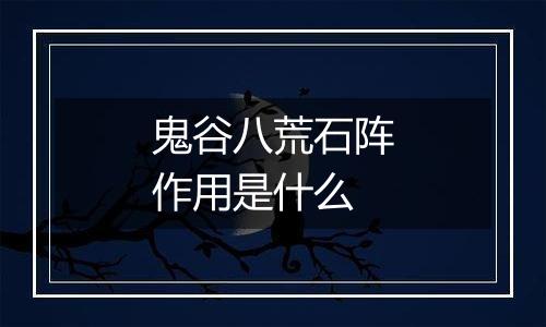 鬼谷八荒石阵作用是什么