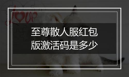 至尊散人服红包版激活码是多少