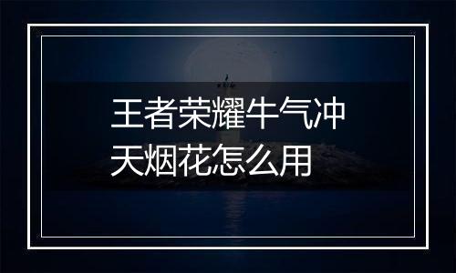 王者荣耀牛气冲天烟花怎么用