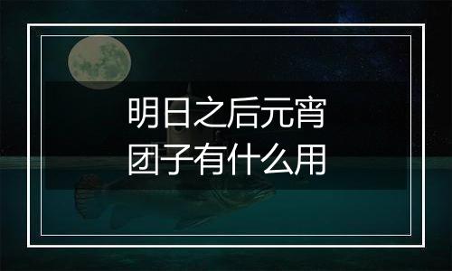 明日之后元宵团子有什么用