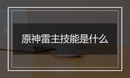 原神雷主技能是什么