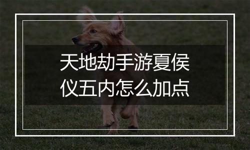 天地劫手游夏侯仪五内怎么加点