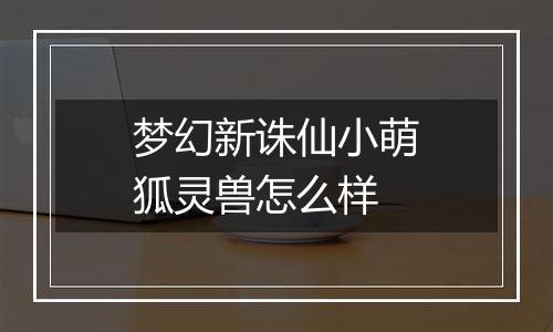 梦幻新诛仙小萌狐灵兽怎么样
