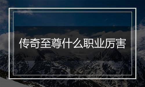 传奇至尊什么职业厉害