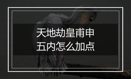 天地劫皇甫申五内怎么加点