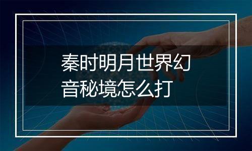 秦时明月世界幻音秘境怎么打