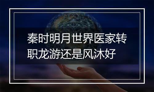 秦时明月世界医家转职龙游还是风沐好