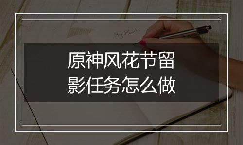 原神风花节留影任务怎么做