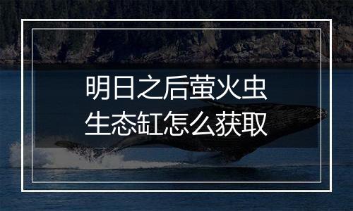 明日之后萤火虫生态缸怎么获取