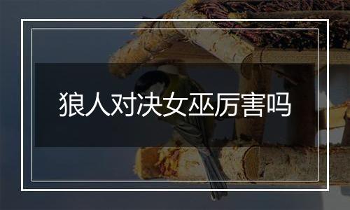 狼人对决女巫厉害吗