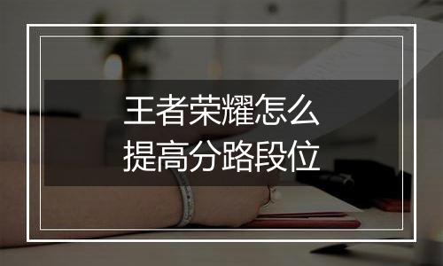 王者荣耀怎么提高分路段位