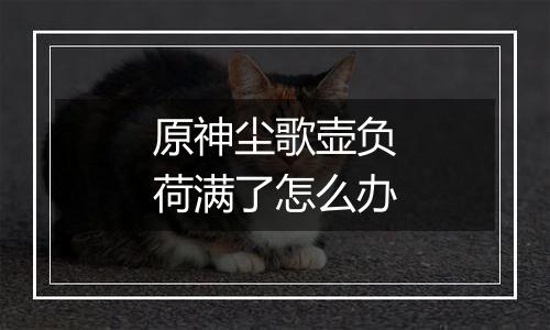 原神尘歌壶负荷满了怎么办