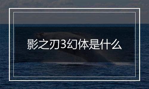 影之刃3幻体是什么