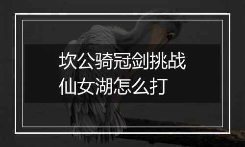 坎公骑冠剑挑战仙女湖怎么打