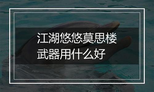 江湖悠悠莫思楼武器用什么好