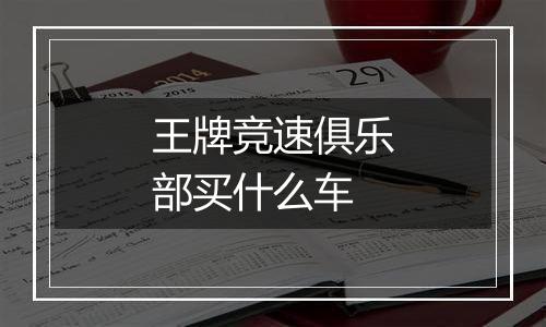 王牌竞速俱乐部买什么车