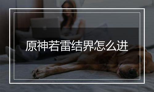 原神若雷结界怎么进