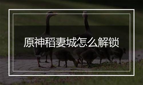 原神稻妻城怎么解锁