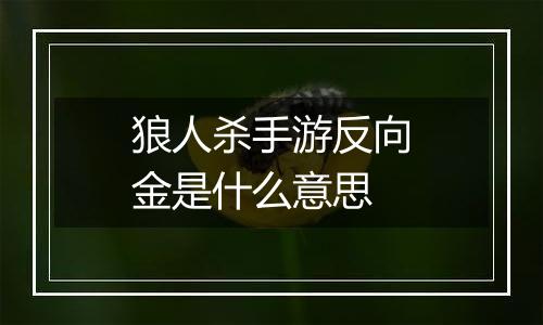 狼人杀手游反向金是什么意思