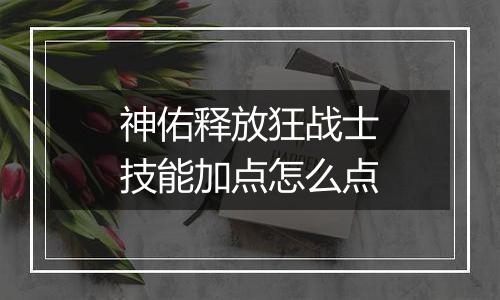 神佑释放狂战士技能加点怎么点