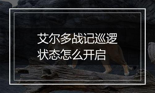 艾尔多战记巡逻状态怎么开启