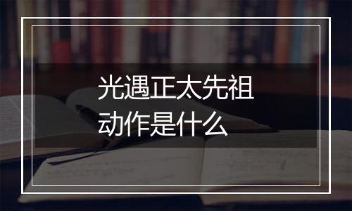 光遇正太先祖动作是什么