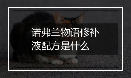 诺弗兰物语修补液配方是什么