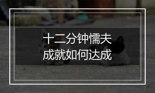 十二分钟懦夫成就如何达成