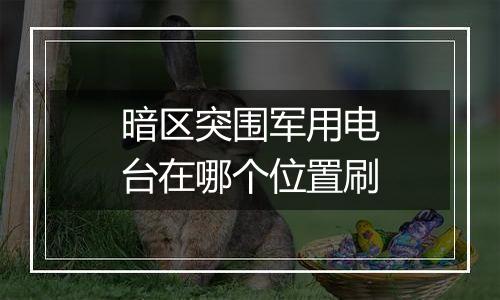 暗区突围军用电台在哪个位置刷