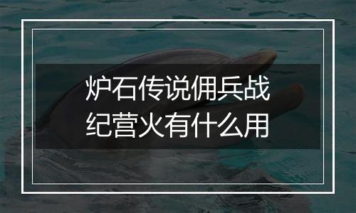 炉石传说佣兵战纪营火有什么用