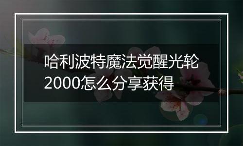 哈利波特魔法觉醒光轮2000怎么分享获得