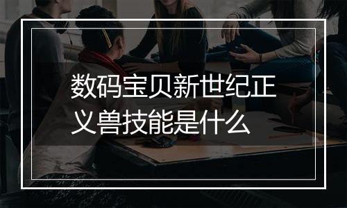 数码宝贝新世纪正义兽技能是什么
