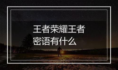 王者荣耀王者密语有什么