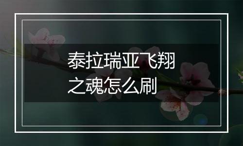 泰拉瑞亚飞翔之魂怎么刷