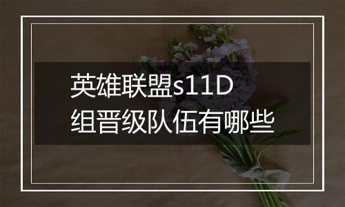 英雄联盟s11D组晋级队伍有哪些