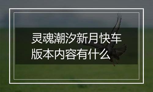 灵魂潮汐新月快车版本内容有什么
