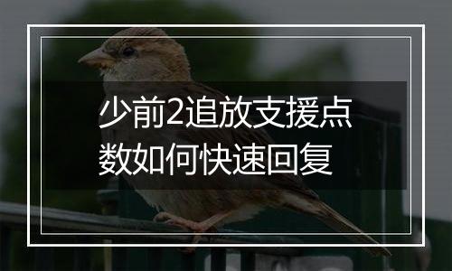 少前2追放支援点数如何快速回复
