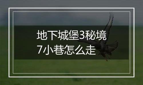 地下城堡3秘境7小巷怎么走