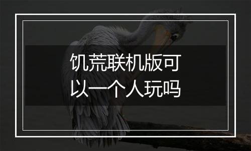 饥荒联机版可以一个人玩吗