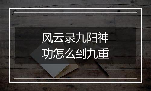 风云录九阳神功怎么到九重
