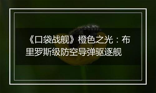 《口袋战舰》橙色之光：布里罗斯级防空导弹驱逐舰