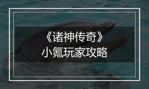 《诸神传奇》小氪玩家攻略