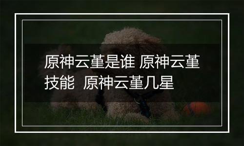 原神云堇是谁 原神云堇技能  原神云堇几星