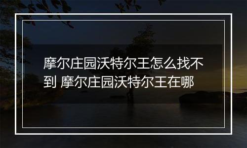 摩尔庄园沃特尔王怎么找不到 摩尔庄园沃特尔王在哪