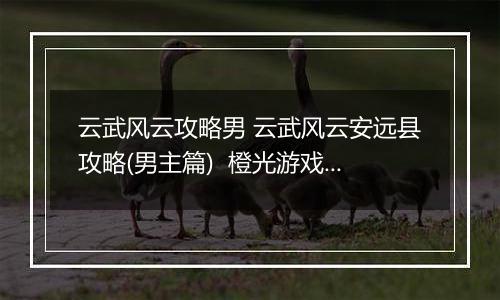 云武风云攻略男 云武风云安远县攻略(男主篇)  橙光游戏云武风云