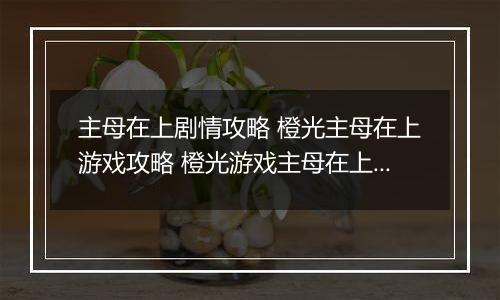 主母在上剧情攻略 橙光主母在上游戏攻略 橙光游戏主母在上全面攻略