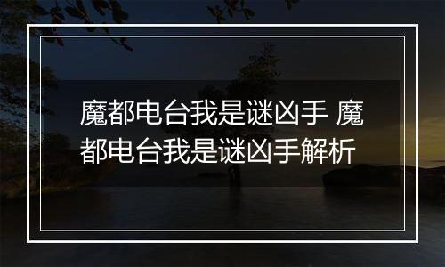 魔都电台我是谜凶手 魔都电台我是谜凶手解析